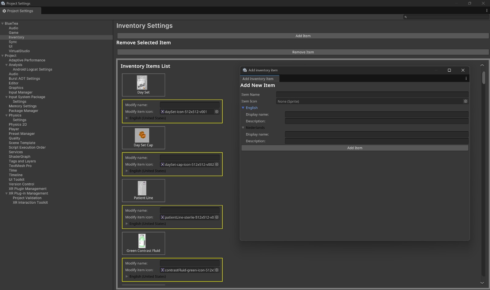 Inventory management editor tool screenshot
